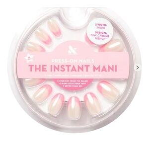 Olive & June Short Pink Chrome French Instant Mani NWT | Medium Almond| Press-On